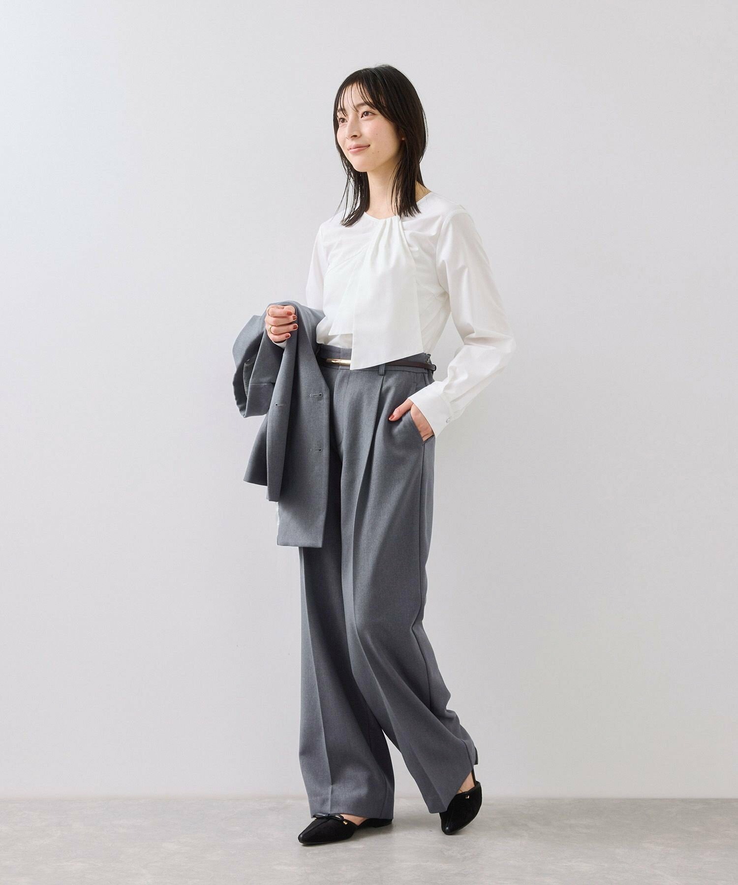 VIS ウーリッシュワンタックワイドパンツ